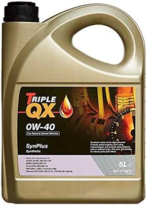 Triple QX SynPlus Fully Synthetic 0W40 Multigrade Car Motor Engine Oil 5L 5Litre