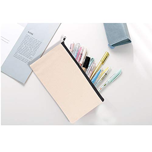 SUBANG 16 Pieces Blank DIY Craft Bags,Canvas Zipper Bag,Bill Bag,Makeup Bag,Pencil Case,Coin Cash Purse,8.27 x 4 Inches - Thumbnail 6