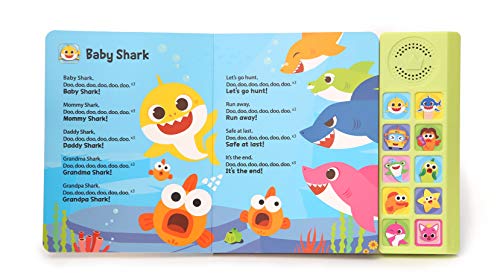 Pinkfong Baby Shark Sing-Alongs 10 Button Sound Book - Official Interactive Musical Toy for Toddlers, Classic Nursery Rhymes & Sensory Education Learning English Book - PFNSB006