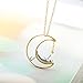 Meow Star Sterling Silver Moon Cat Necklace Cat Pendant Charm Necklaces for Women 14K Gold Plated (matte)
