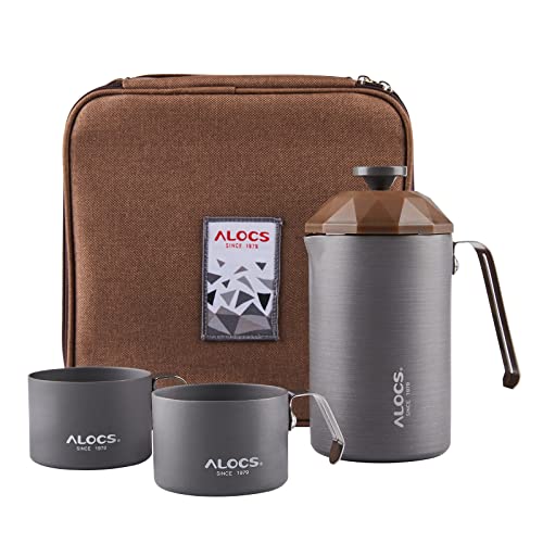 Alocs French Press Coffee Maker, Hard Alumina Coffee Press with 2