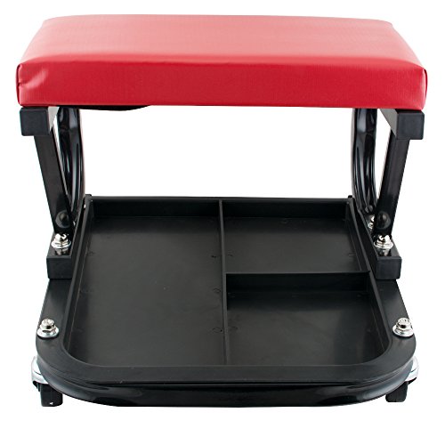 Genmine Car Repair Roller Seat Rolling Creeper Seat Mechanic Stool Chair with Storage Repair Tools Padded Mechanics Roller Creeper Auto Workshop Bench Garage Equipment Vehicle Tools Maintenance
