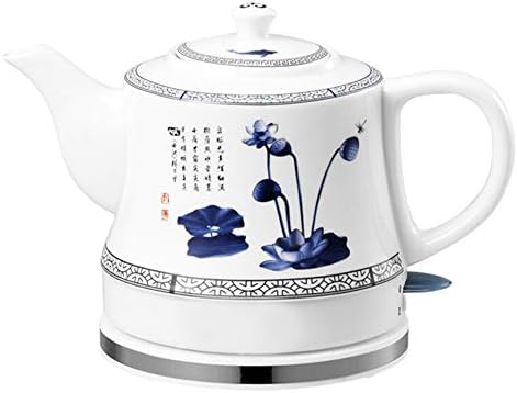 EOVL Electric Ceramic Cordless Kettle Teapot-Retro Red 1 L Jug, 1000W Water Fast for Tea, Coffee, Soup, Oatmeal-Removable Base, Boil Dry Protection-White