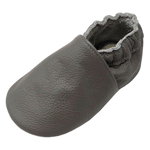 Yang Baby Boys Girls Shoes Crawling Slipper Toddler Infant Soft Leather First Walking Moccs(Grey,18-24 Months)