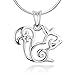 925 Sterling Silver Open Squirrel Pendant Necklace Italian Sterling Silver Snake Chain 18 inches