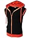 H2H Mens Active Fashion Sleeveless Hoodie Zip-up Vest Black/Orange, US L (Asia XL)