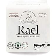 Rael Certified Organic Cotton, Unscented, Natural Daily Panty-Liners, Long, Pack of 3 (54 Count)