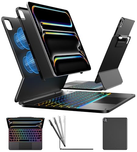 typecase Edge+ Keyboard Case for iPad Pro 13-inch (M5/M4, 2025/2024),Ultra-Slim Detachable Back Case,Portrait & Typing Modes, Trackpad,11-Color Backlight, Magnetic Stand, Pencil Holder, Black