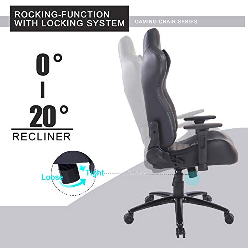 Blue Whale Massage Gaming Office Chair - Metal Base and Special Wave Support,High Back Reclining Racing Game Computer Desk Chair,Ergonomic Leather Executive Chair with Headrest and Lumbar Pillow 8301