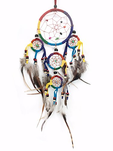 PEPPERLONELY Dream Catcher Multi-Color Feathers 3.5 Inch Diameter, 16 Inch Long