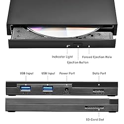 ROOFULL External CD DVD +/-RW Drive with SD Card