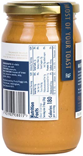Gourmet Smooth Peanut Butter. Handmade in New Zealand. All Natural and Non-GMO from Fix & Fogg. Naturally Textured, our take on Creamy PB. Vegan, Keto Friendly, in Beautiful Gift Packaging (13.2 oz)