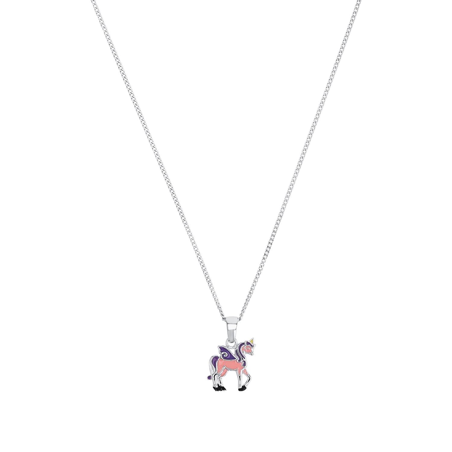 Prinzessin Lillifee necklace with pendant 925 sterling silver girls' children's necklace, 35+3 cm, silver, unicorn, comes in jewelry gift box 2013154