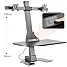 Halter Automatic Sit Stand Desk Converter - Electric Motorized Up & Down Standing Desk & Dual Monitor Mount - Height Adjustable Desk - Wide Platform
