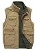 Gihuo Men's Reversible Cotton Leisure Outdoor Pockets Fish Photo Journalist Vest (L, Khaki)