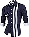 jeansian Men's Slim Fit Long Sleeves Casual Shirts Z021 Navy M