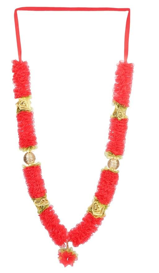Estationeryhouse Artificial Indian mala/garland/haar jaimala shaadi indian wedding pooja ashtami,Mala 1 pc (Rose and Satin)