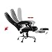 Happybuy Executive Office Chair with Footrest, Black, PU Leather, Ergonomic, High Back, Swivel, 140kg Weight Limit