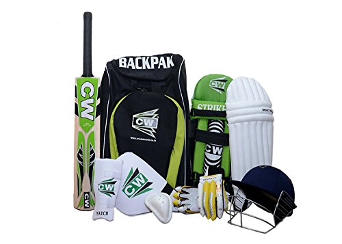 C&W League 20-20 Cricket Kid Set All Equipment with Bat Helmet Size 5 for Kids 9-10 Years Kashmir Willow