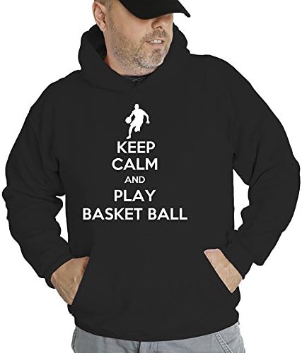 Keep Calm and Play Basketball Hooded Sweatshirt-Bblack-S