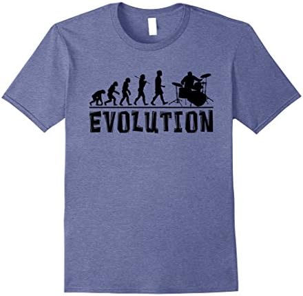 Mens Drummer Evolution Shirt Rock N Roll Band Musician T-Shirt XL Heather Blue