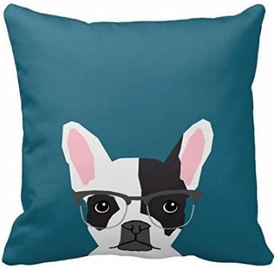 YqyHipster Frenchie with Glasses - French BullDog Pillow Case (45cm x 45cm, One Sides)
