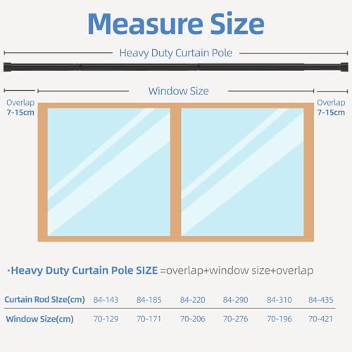 Indoor Curtain Rods Curtain Rod 25 mm Diameter Indoor Curtain Pole for Bedroom Living Room White 84-220 cm