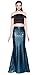 Fancy Wetlook Fish Scale Mermaid Sequin Long Maxi Skirts Gown for Women Blue XL