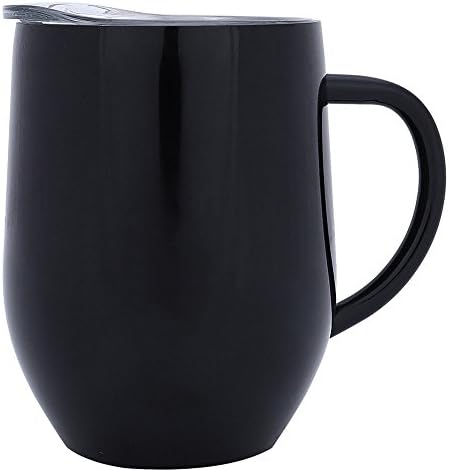 Chige Stainless Steel Wine Tumbler with Handle, 12 oz Wine Glasses with Lid, Vacuum Double-insulated Heat Preservation Outdoor Travel Office Drinkware for Coffee, Wine, Cocktails, Ice Cream, Beverage