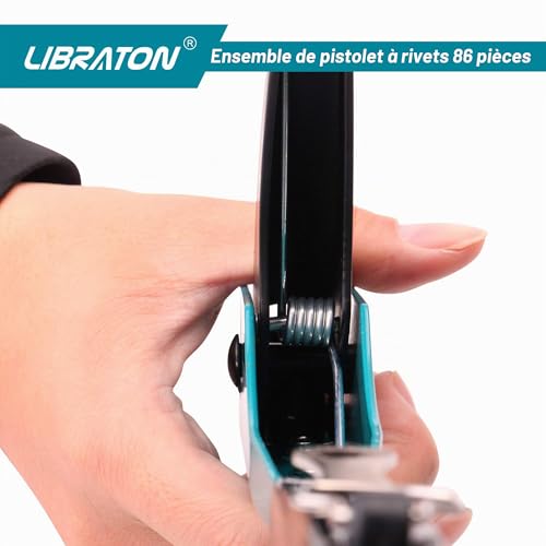 Libraton 80 Pieces Manual Riveter Rivet Pliers Interchangeable Set with Rivets for 4 Types of Rivets HSS Drill Bits Riveter for Automotive, Railway, Furniture, Instrument