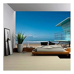 Lifeguard Hut at Beach in Southern California - Removable Wall Mural | Self-Adhesive Large Wallpaper - 66x96 inches