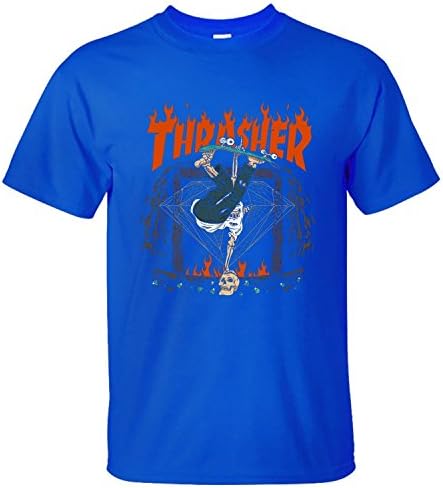 XBILLY Short-sleeve Thrasher Hellride Funny Skull Skating Men T Shirt blue M