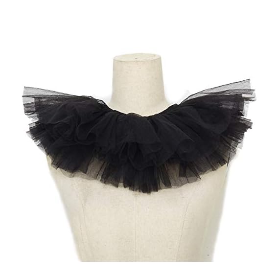 KOGOGO-Gothic-Mesh-Ruffle-Collar-Retro-Neck-Ruff-Cape-Black