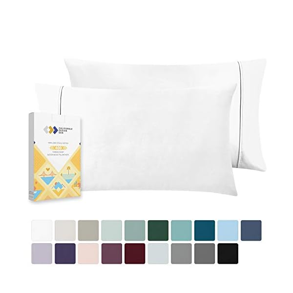 400 Thread Count 100 Cotton Pillow Cases, Pure White Standard