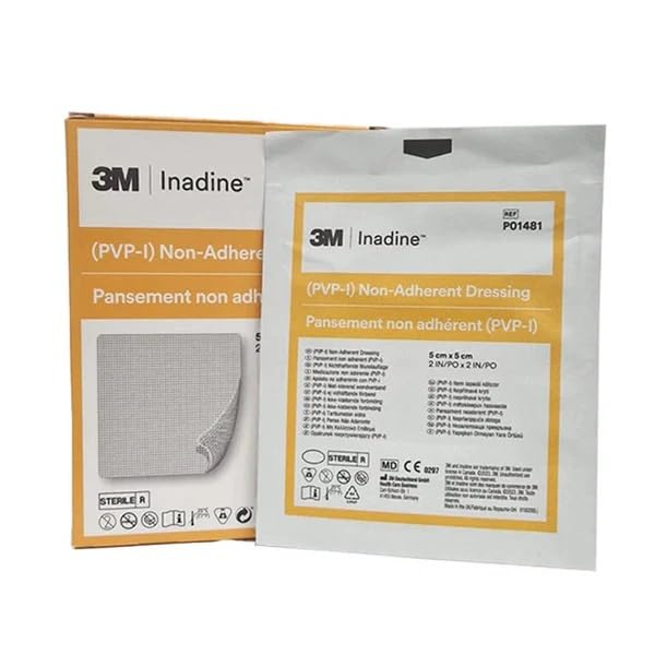inadine dressing (iodine) 5cmx5cm new box of 25 sterile dressings