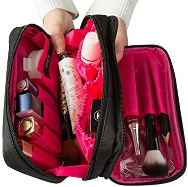 Double-Layer Makeup Bag, Portable Waterproof Toiletry Bag, Small Brush Pouch,Travel Multi- Function Makeup Storage Handing Bag (G:Double)