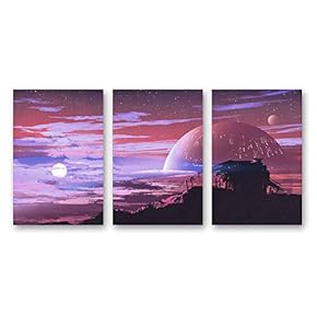 Canvas Wall Art Abstract Dream Place Landscape Painting Artwork for Home Prints Framed - 16"x24" x 3 Panels