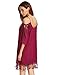Milumia Women's Summer Cold Shoulder Crochet Lace Sleeve Loose Beach Dress Burgundy M