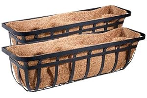 Panacea 88557 Flat Iron Series Planter Boxes, Black, 30" L, Pack of 2