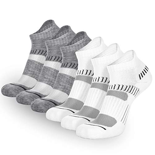 FLYRUN Womens Athletic Ankle Socks Women 6 Pack Performance Cushioned Low Cut Running Tab Socks