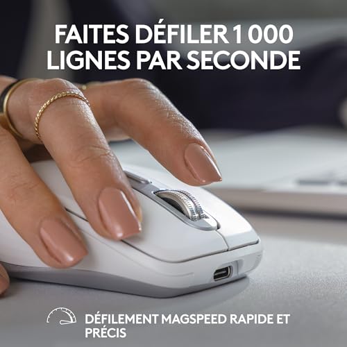 MX Anywhere 3S Souris Sans Fil Silencieuse, Compacte, Défilement Rapide, Suivi toute Surface en 8K DPI, Boutons Programmables, USB C, Bluetooth, Windows PC, Linux, Chrome, Mac - Graphite