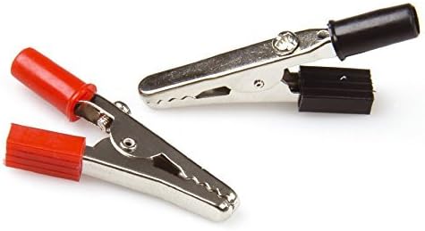 Constrabo 20x Crocodile Clips With Screw Bayonet Cap Plastic Handle 10x Each Red Black Iron Nickel Plated Length 50 Mm Technical Alligator Clips Crocodile Clamps