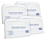 Paper Toilet Seat Covers - Disposable - Half-Fold Toilet Seat Cover Dispensers - White - 4 Pack of 250-14"L x0.1"W x 16"H