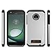 OMOTON Moto Z Play Case - Dual-Layer [Soft TPU Interior] [Durable PC Exterior] Shock Case For Motorola Moto Z Play Droid, Silver