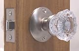 A very affordable Fluted Crystal Glass & Brushed Nickel Passage Door Knob Sets for Modern Doors+includes Our Original Wood Adapters to install in modern pre-drilled doors or replacement set for older doors.