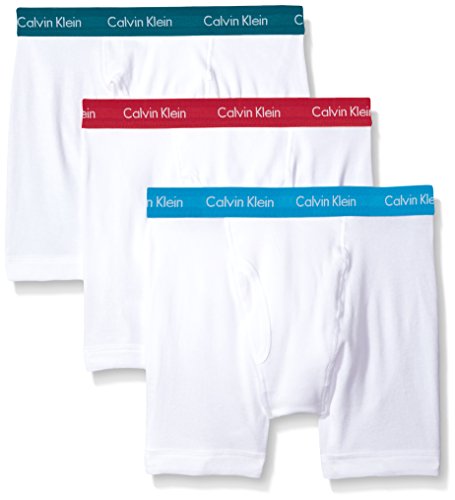 Calvin Klein Men's Underwear Cotton Classics Boxer Briefs (Pack of 3), white/dresden blue/sea green/amaranth, X-Large
