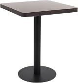 vidaXL Bistro Table in Dark Brown 60x60 cm MDF Wood Grain Black Steel Legs