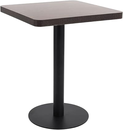 vidaXL Bistro Table in Dark Brown 60x60 cm MDF Wood Grain Black Steel Legs