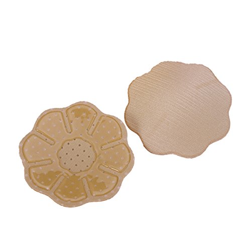 Pair Adhesive Breast Pasties Flower-shape Nipple Stickers Cover Invisible Breast Concealer pad for Women (Skin-color) - Thumbnail 7