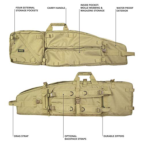 Elkton Outdoors Tactical Sniper Rifle Drag Bag, Long Gun, Shotgun